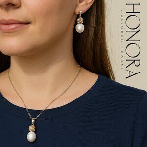NEW Honora Cultured Pearls Necklace Earrings Boxed Gift Set Jewelry Brand New Ma